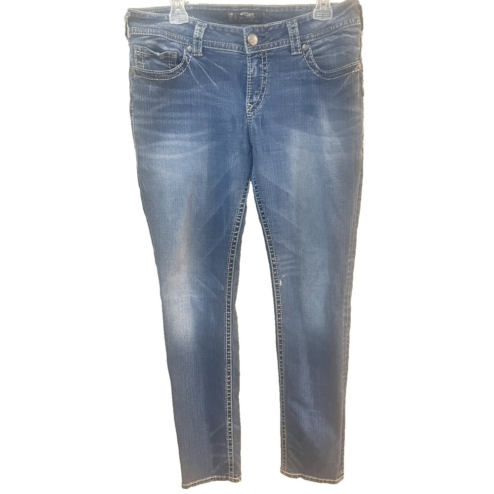 Silver Jeans Suki Mid Pencil Skinny Womens 33x31 Medium Wash Stretch Denim Jeans